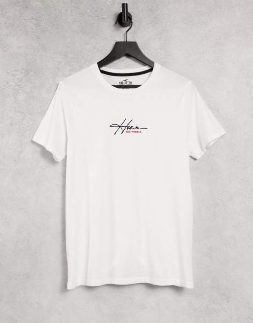 Hollister central script logo t shirt in white