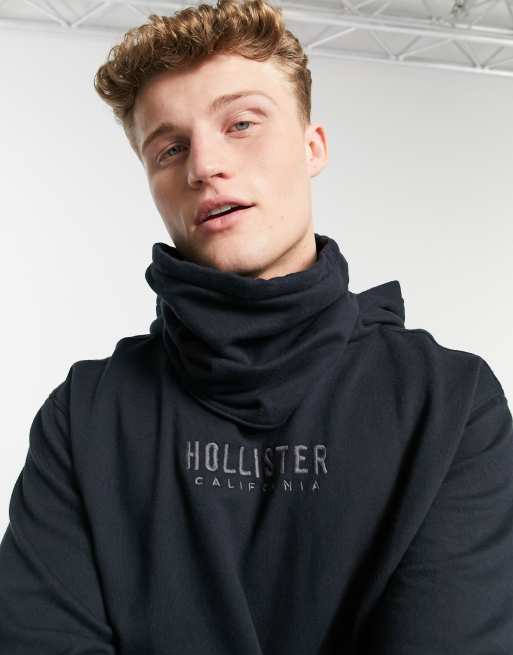 Hollister regular fit hoodie in grey with chest logo and sleeve