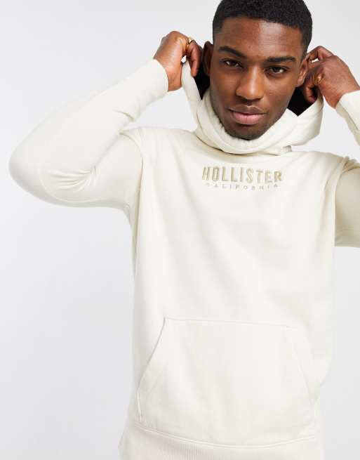 Hollister central snood logo hoodie in tan