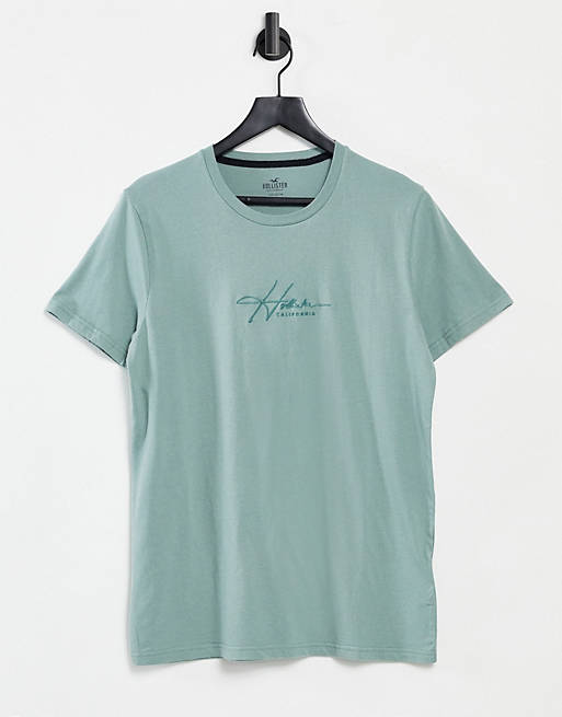 Hollister central tonal script logo t-shirt in mint