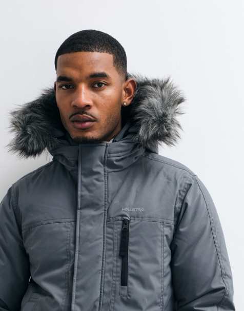 Hollister chaqueta parka de corte boxy en gris oscuro - view 1