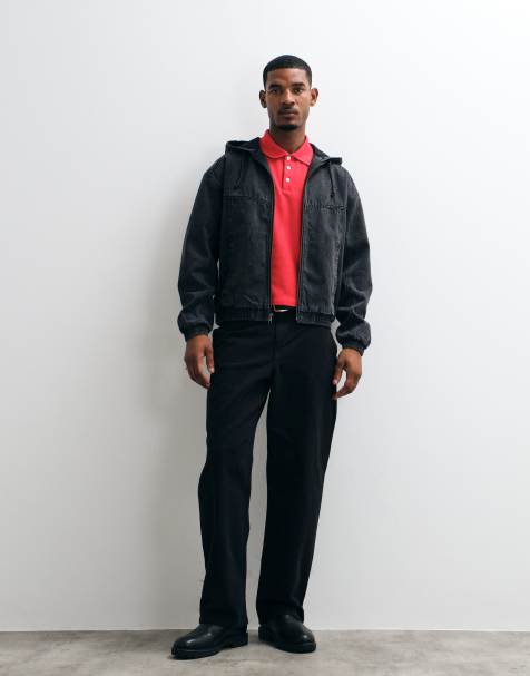 Hollister - chaqueta skater oversize con capucha en negro lavado - view 1