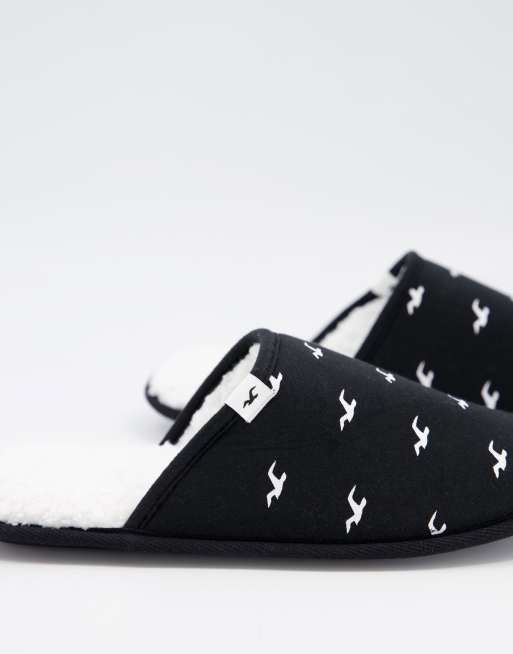 Hollister Chaussons logo imprim sur l ensemble et doublure en polaire Noir