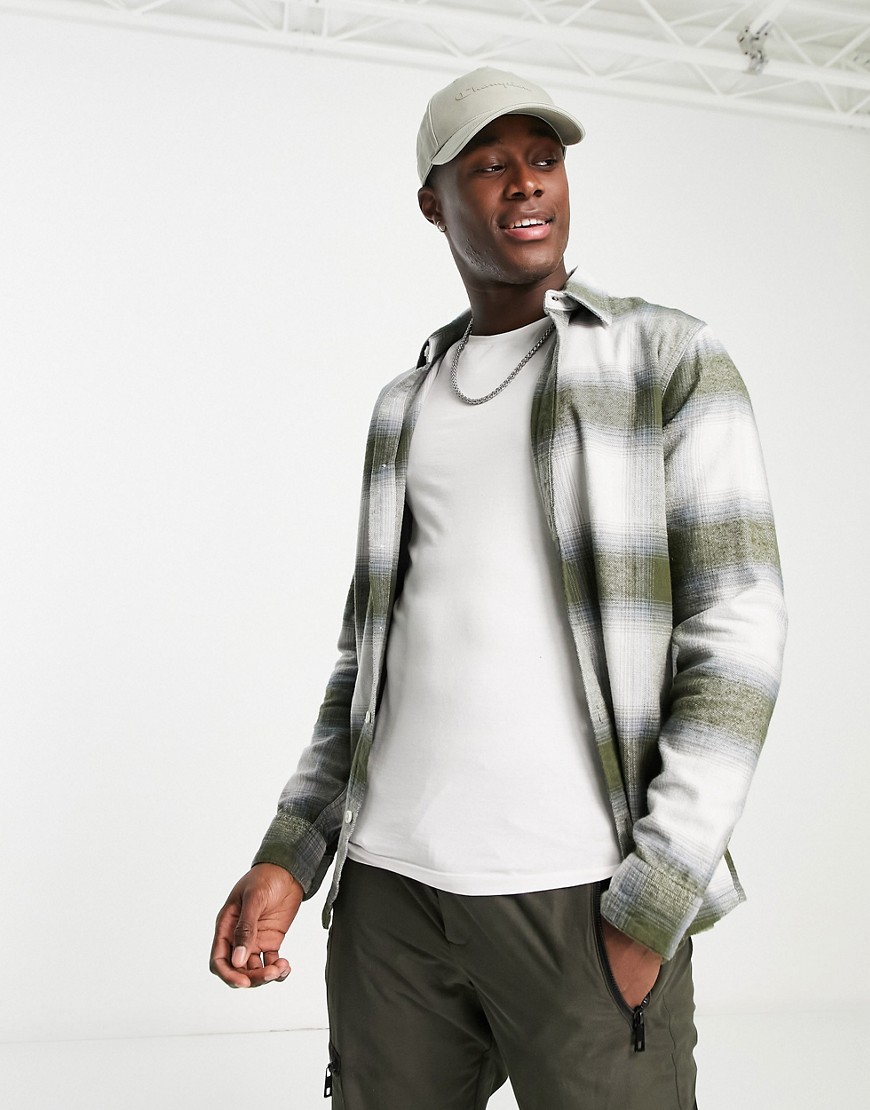 Hollister check flannel shirt in green-Brown