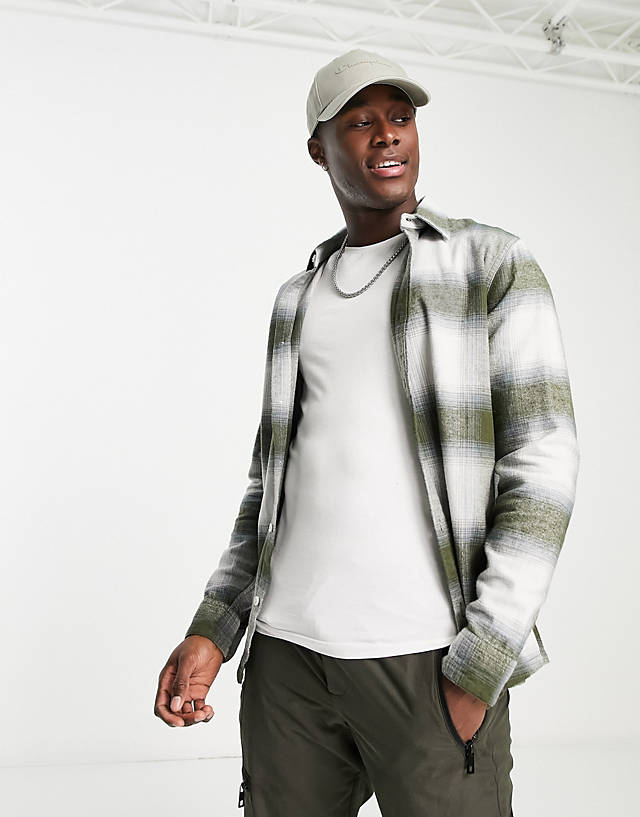 Hollister - check flannel shirt in green