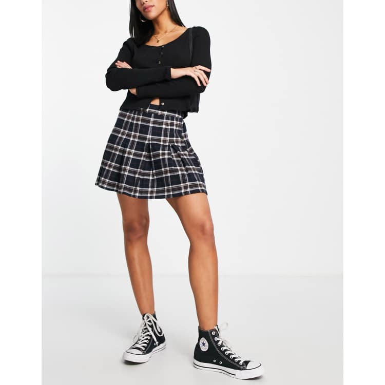 Green plaid skirt hollister sales