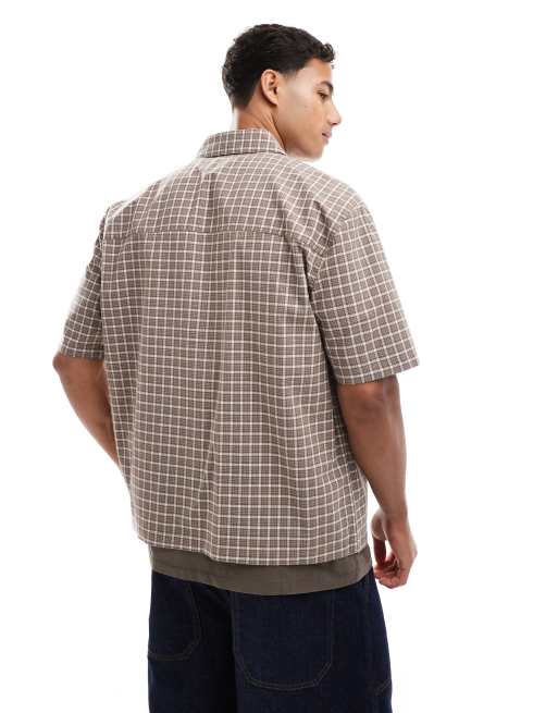 Carreaux Vichy Chemise A Carreaux Beige Homme Hollister Chemise à