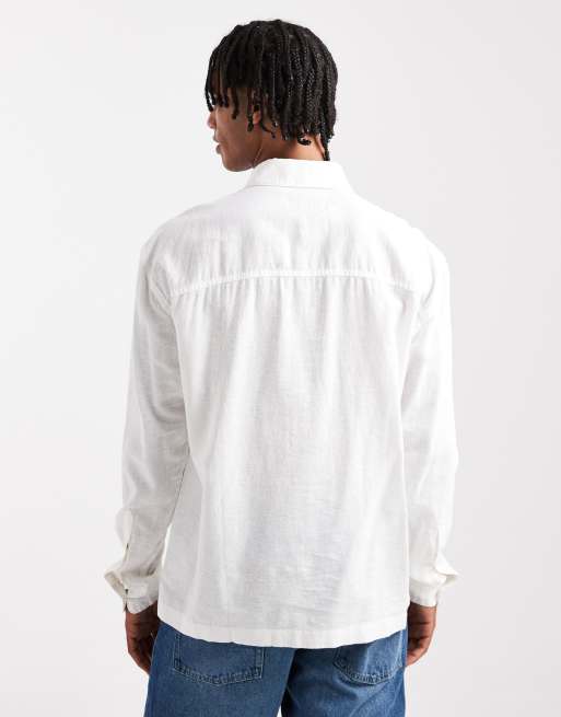 Hollister - Chemise à manches longues en lin mélangé - Blanc, 3 de 5