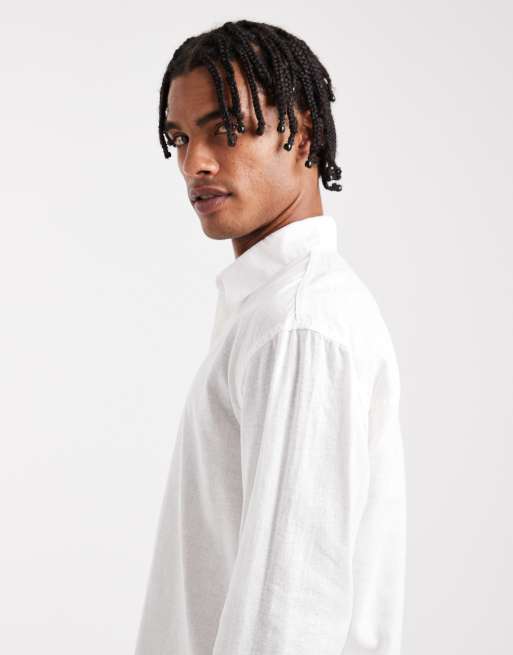 Hollister - Chemise à manches longues en lin mélangé - Blanc, 4 de 5