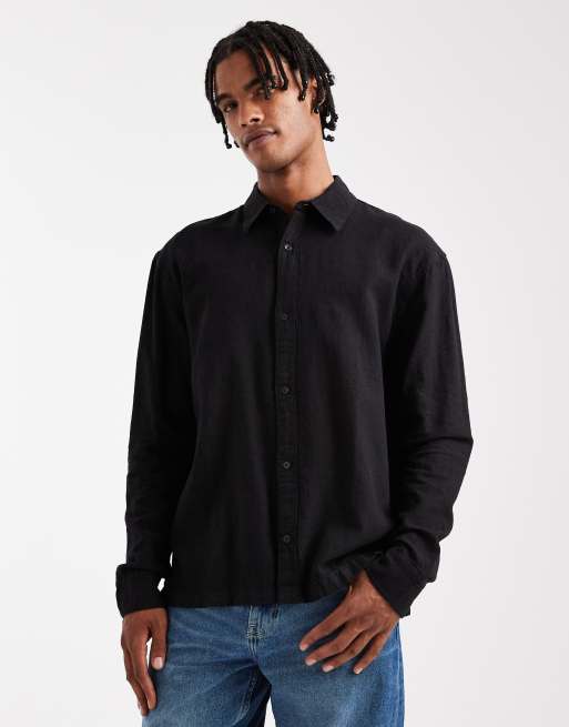 Hollister - Chemise à manches longues en lin mélangé - Noir