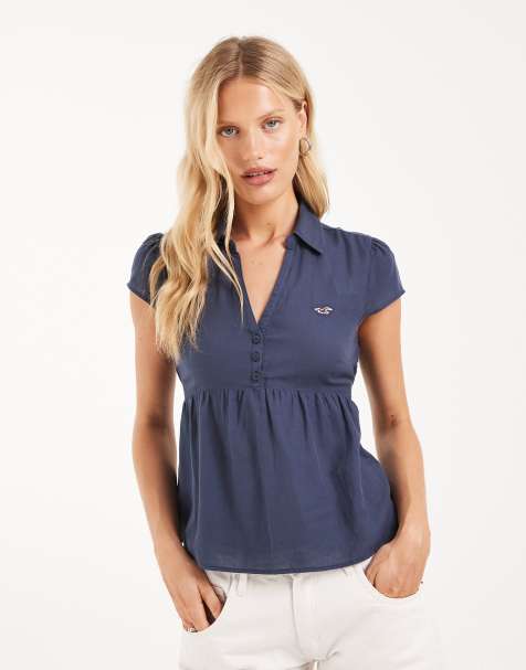 Hollister chemise babydoll à manches courtes bleu marine - view 1