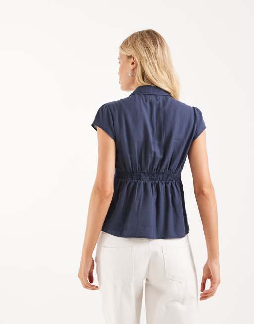 Hollister chemise babydoll à manches courtes bleu marine, 4 de 4