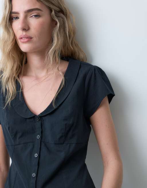 Hollister chemise cintrée à col V, manches longues, noire, 4 de 5
