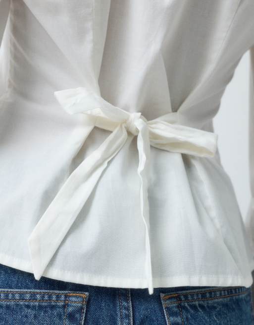 Hollister chemise cintrée à nouer à manches longues blanche, 3 de 5