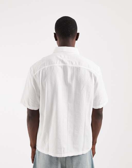 Hollister - Chemise courte coupe carrée à manches courtes et rayures - Blanc, 5 de 5