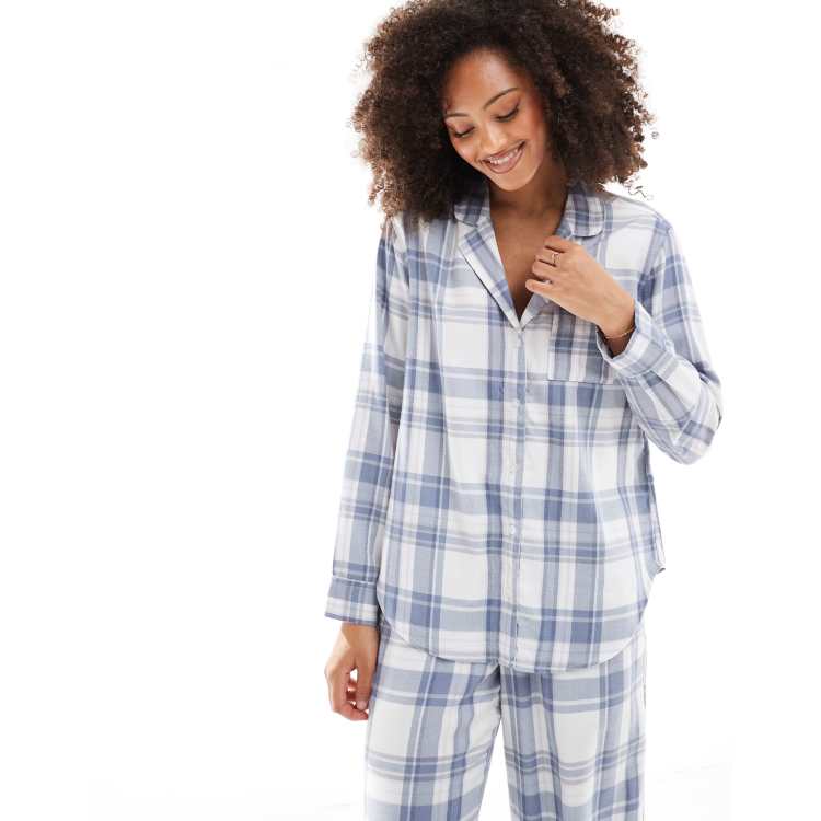 Hollister Chemise de pyjama d ensemble en flanelle Bleu multicolore ASOS