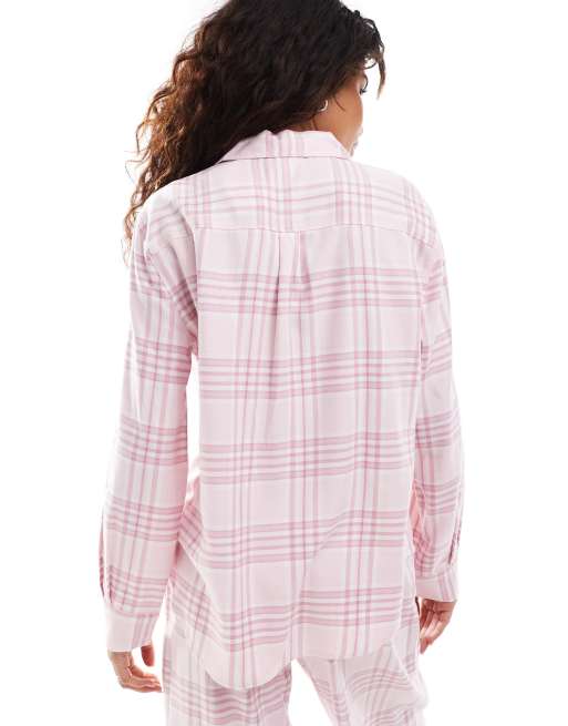Hollister Chemise de pyjama d ensemble en flanelle Rose multicolore ASOS