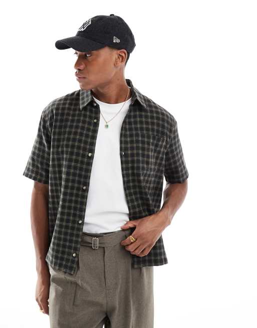 Hollister - Chemise manches courtes à carreaux style années 2000 - Noir