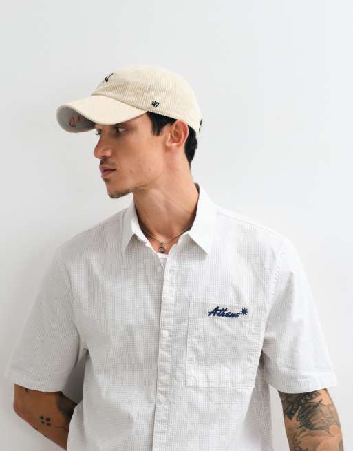 Hollister - Chemise manches courtes à petits carreaux et imprimé graphique - Blanc, 1 de 5