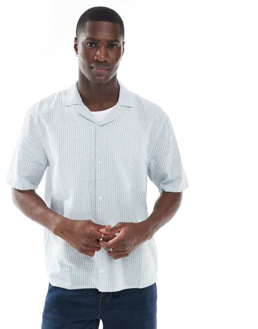 Hollister - Chemise manches courtes texturée à rayures - Bleu