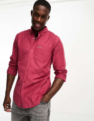 Hollister - Chemise manches longues avec logo - Rouge | ASOS
