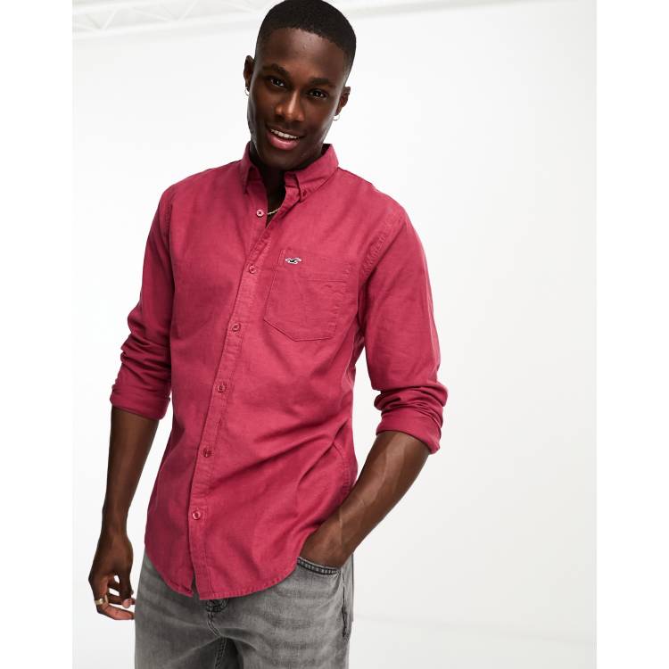 Hollister Chemise manches longues avec logo Rouge ASOS