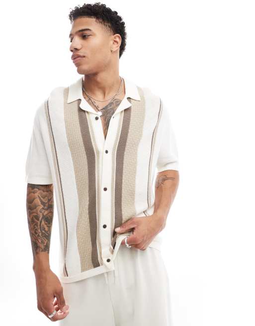 Hollister - Chemise rayée à manches courtes - Blanc