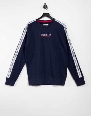 logo tape crewneck sweatshirt hollister