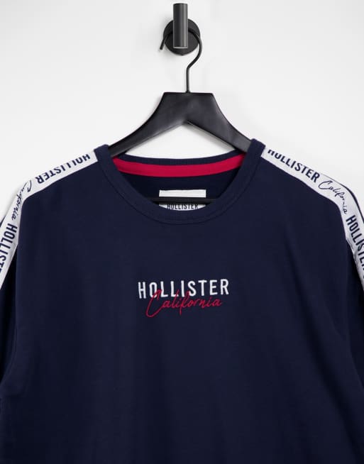 Logo tape crewneck sweatshirt hollister discount
