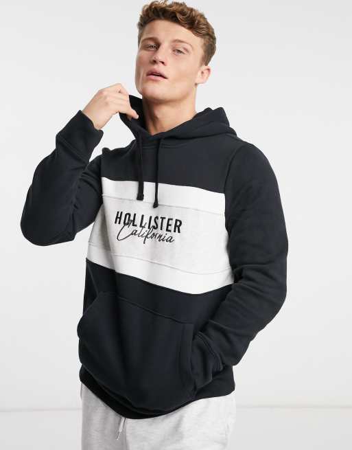 Hollister hoodie in black with chest logo