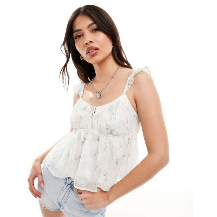 Hollister chiffon babydoll on and off the shoulder top in