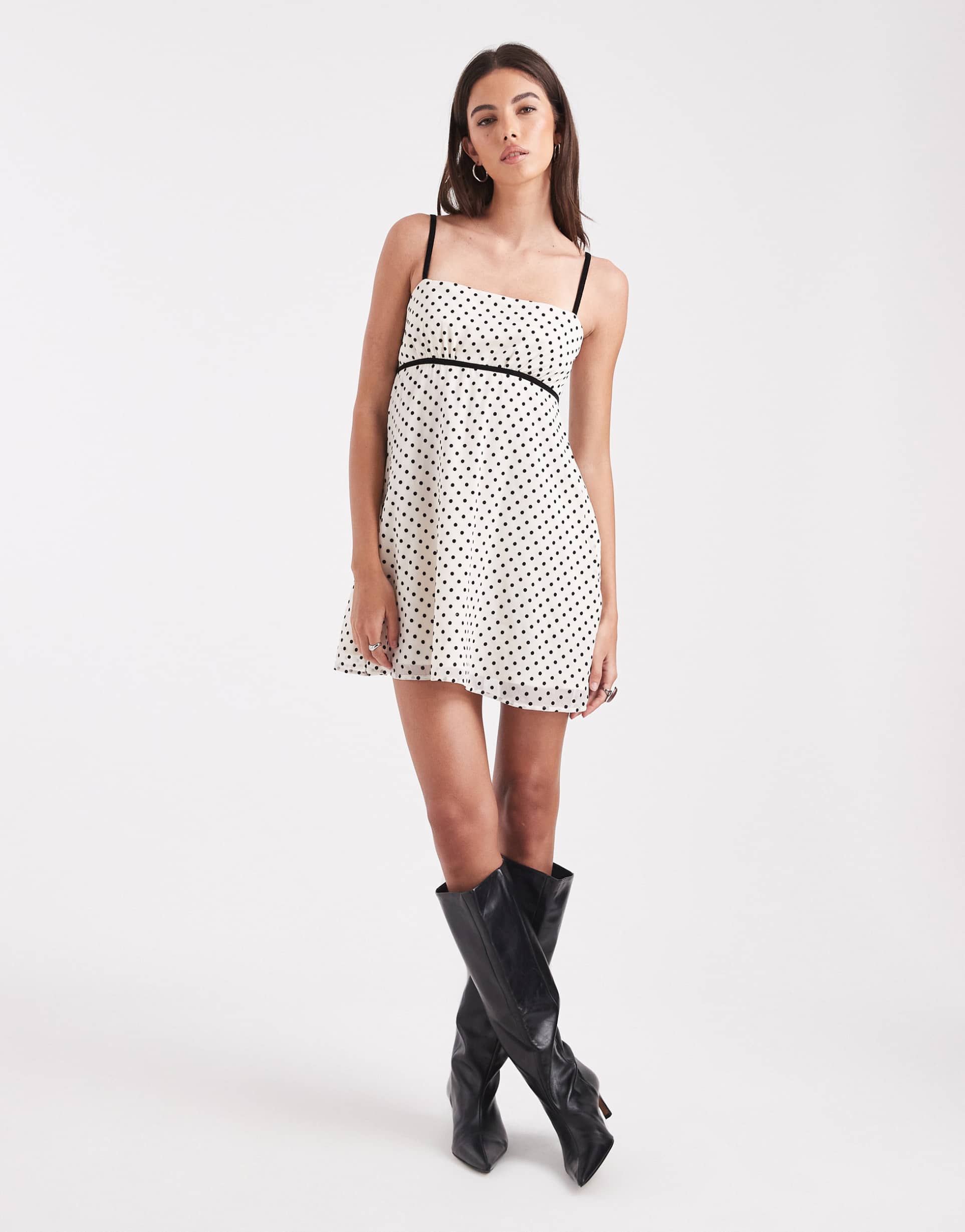 hollister chiffon baydoll mini dress in polka dot