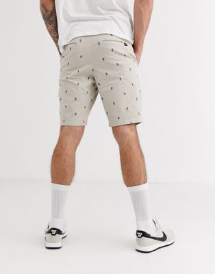 Hollister chino shorts in pineapple print-Beige