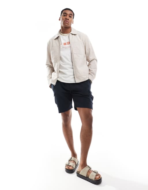 Hollister - Chore jack met linnen textuur in beige