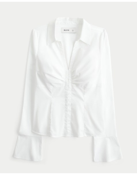 Hollister Ciara long-sleeve hook and eye shirt in white - view 1