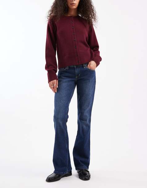 Hollister low rise bootcut jeans in dark blue wash
