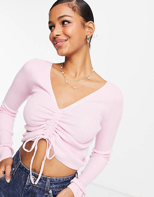 Hollister cinch front top in pink