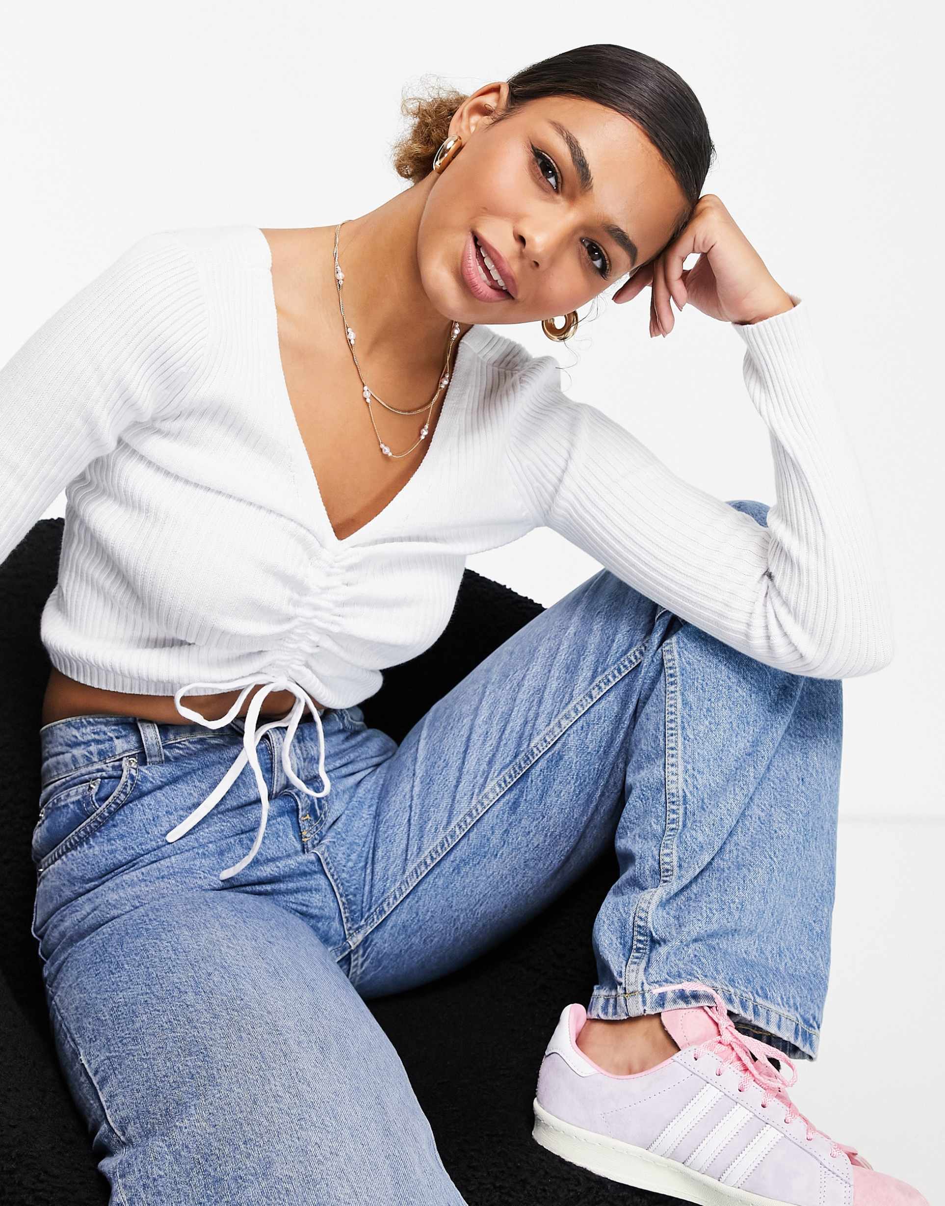 Hollister cinch front top in white