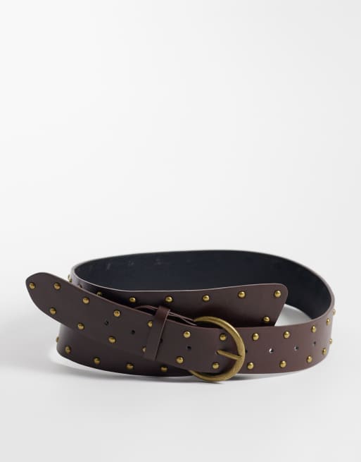 Hollister cintura asimmetrica con borchie marrone