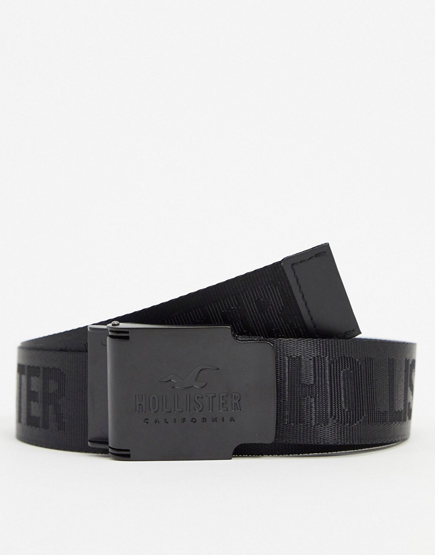 Hollister - Cintura intessuta con logo grafico nero