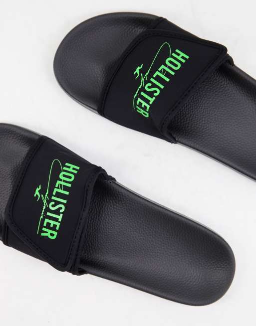 Hollister Claquettes doubl es de polaire logo Noir ASOS
