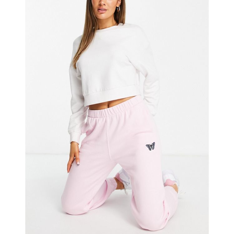 Hollister XS Sweat Pants White Pink Colorblock Stretchy Elastic Waist AS IS