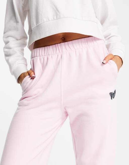 Hollister side logo sweatpants in pink