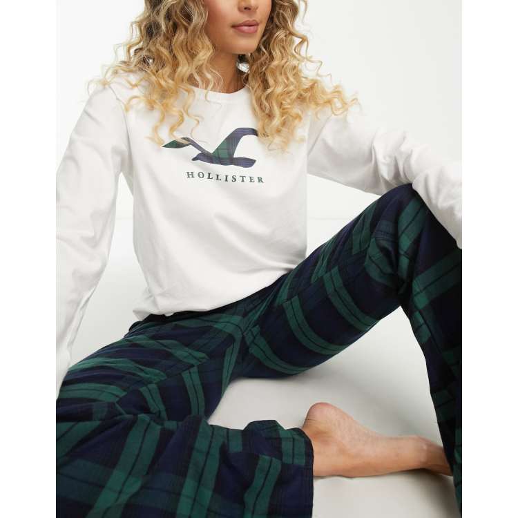 Hollister classic flannel sleep set in green check ASOS