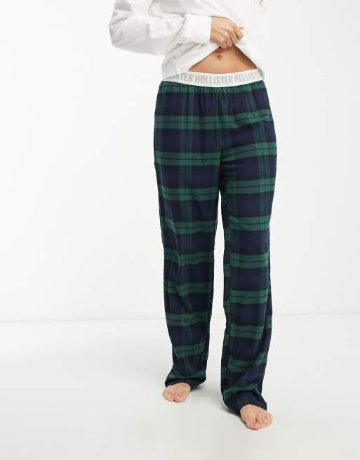 Green plaid pants hollister hot sale