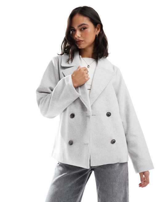 Hollister – Classic – Jasnoszara kurtka z mieszanki wełny