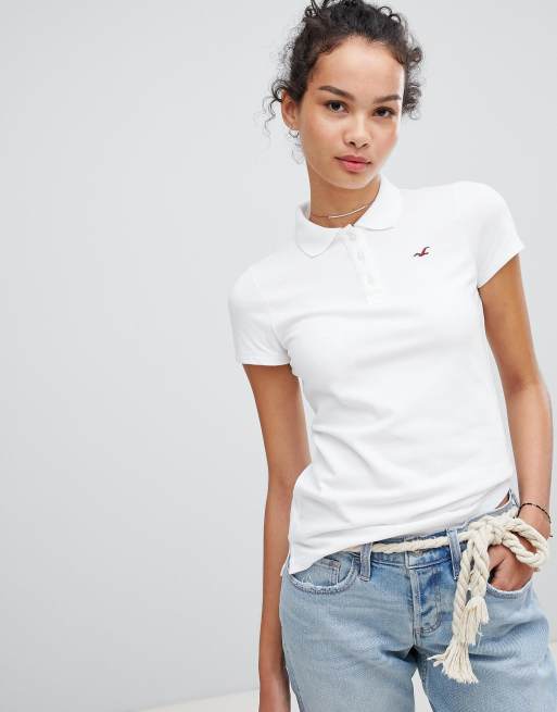 Hollister white polo shirt best sale