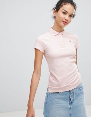 hollister pink polo shirt