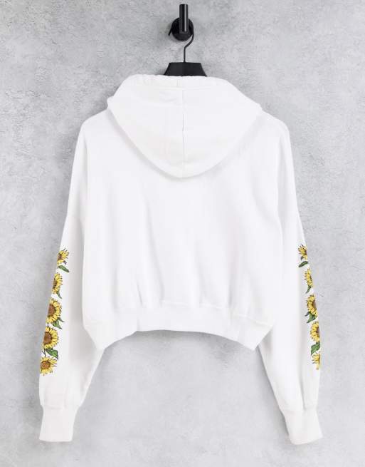 Sunflower print crop hoodie on sale