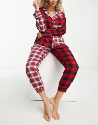 Hollister Hollister co-ord oversized flannel pyjama top in red plaid